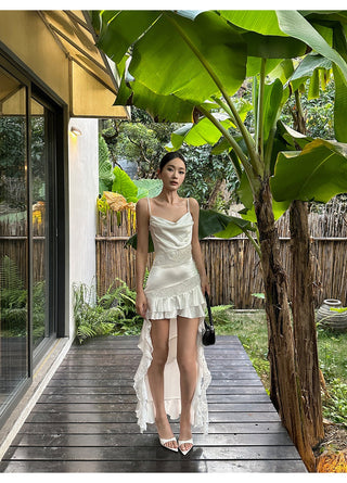 ruffle satin dress