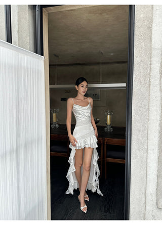 ruffle satin dress