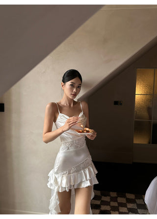 ruffle satin dress