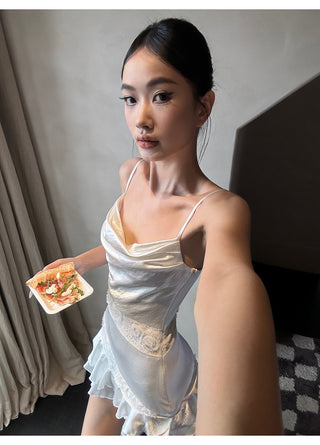 ruffle satin dress