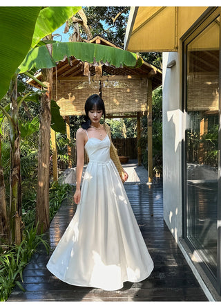 white A-line dress