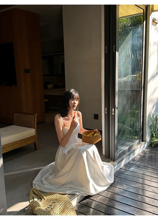 white A-line dress