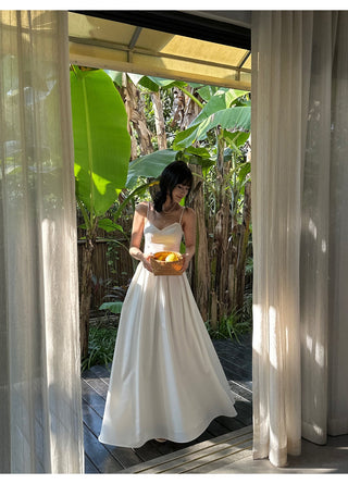 white A-line dress