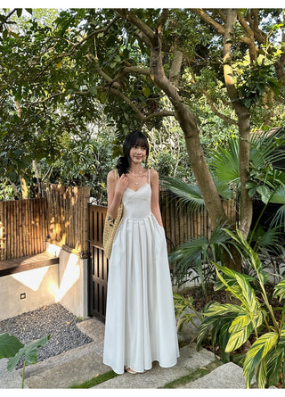 white A-line dress