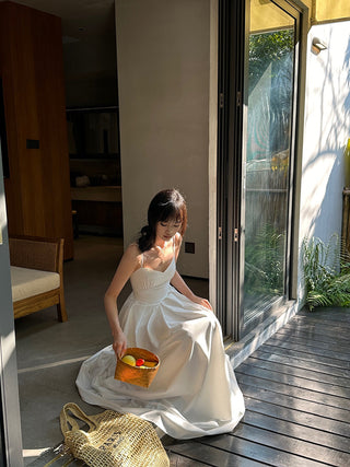 white A-line dress