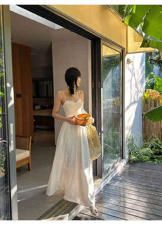 white A-line dress