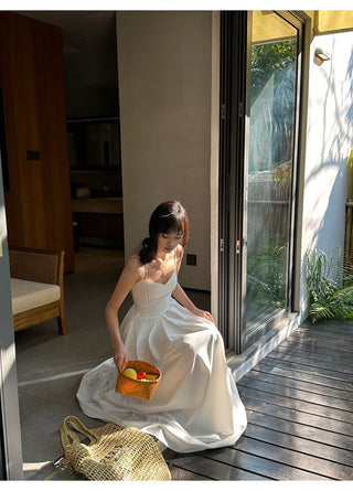 white A-line dress