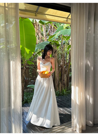 white A-line dress