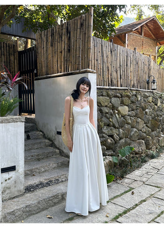 white A-line dress