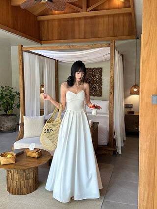 white A-line dress