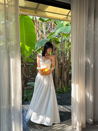 white A-line dress