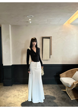 white fishtail skirt