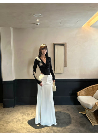 white fishtail skirt