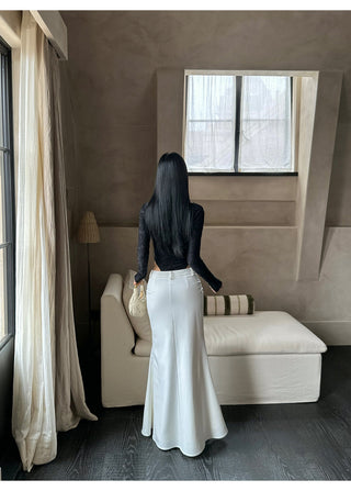 white fishtail skirt