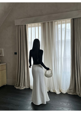 white fishtail skirt