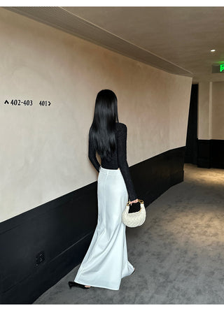 white fishtail skirt