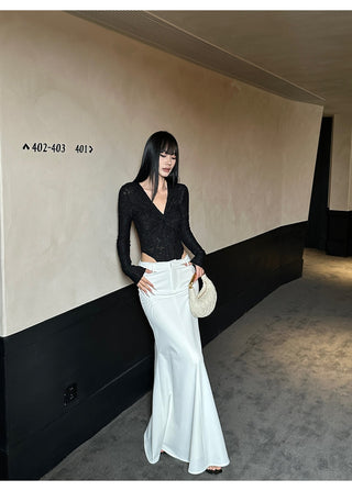 white fishtail skirt