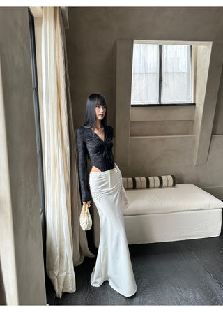 white fishtail skirt
