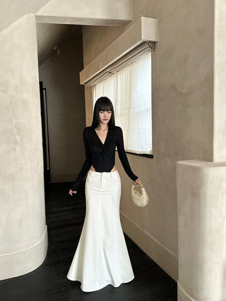 white fishtail skirt