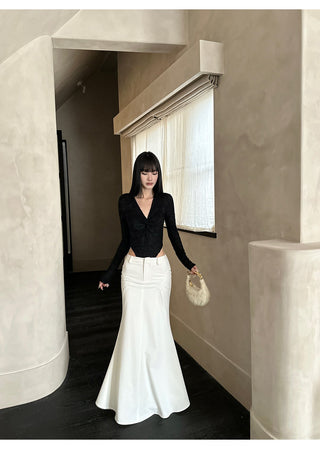 white fishtail skirt