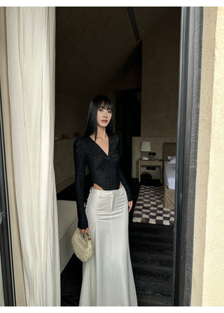 white fishtail skirt