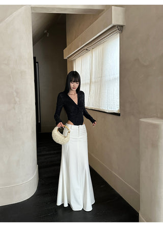 white fishtail skirt