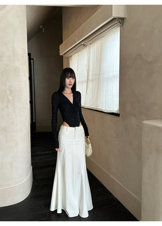 white fishtail skirt