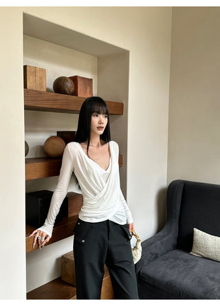 white cross-neck set