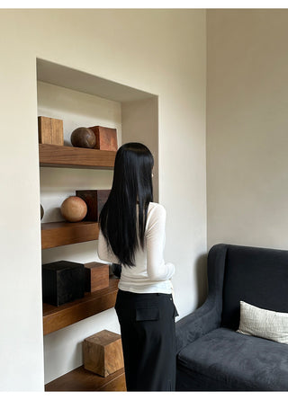 white cross-neck set