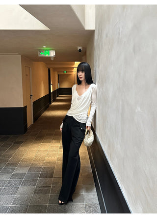 white cross-neck set