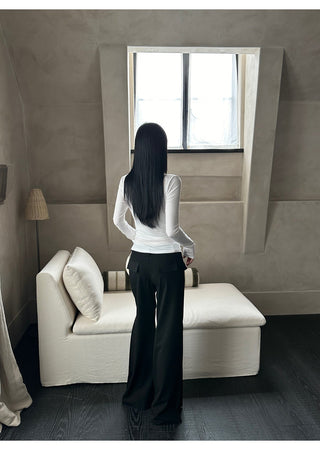 white cross-neck set