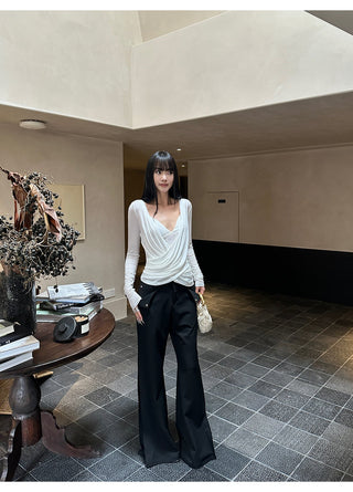 white cross-neck set