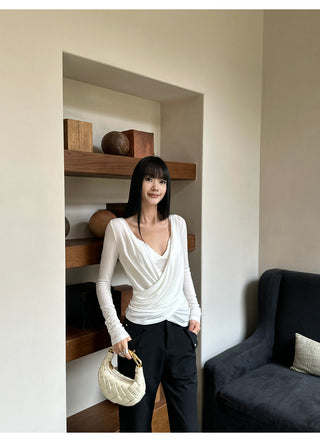 white cross-neck set