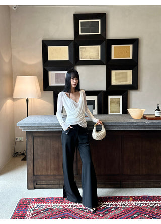 white cross-neck set