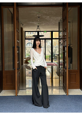 white cross-neck set