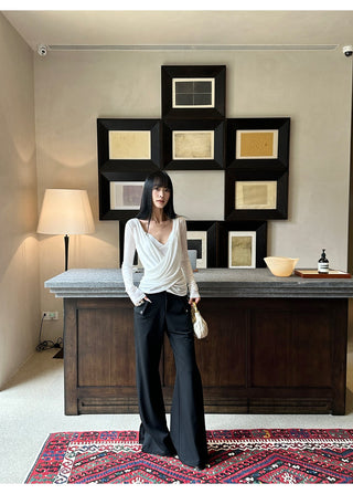 white cross-neck set