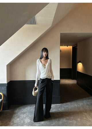 white cross-neck set