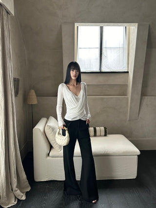 white cross-neck set