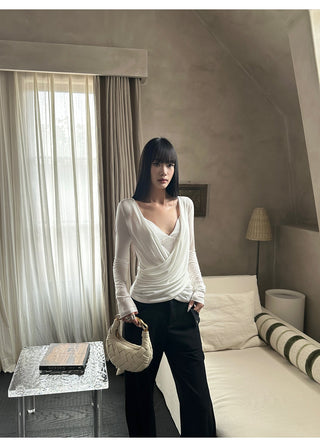 white cross-neck set