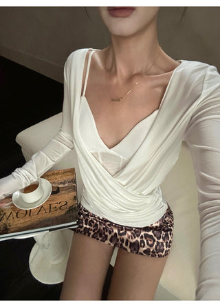 white cross-neck set