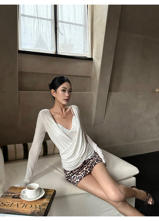 white cross-neck set