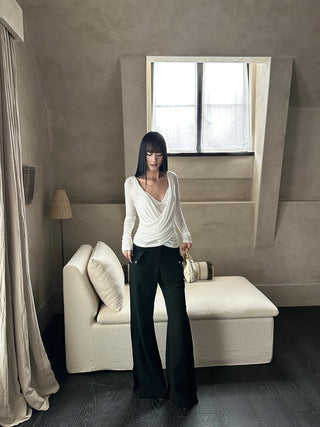 white cross-neck set