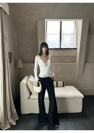 white cross-neck set