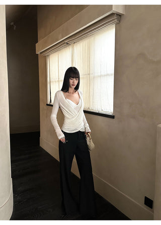 white cross-neck set