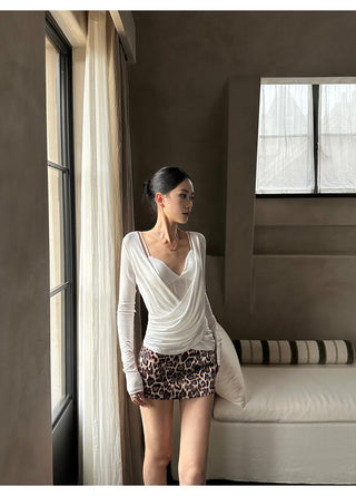 white cross-neck set