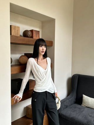 white cross-neck set