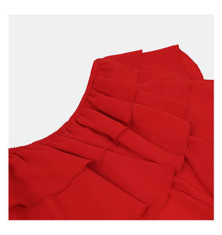 red ruffle top