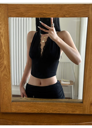 black V-neck set