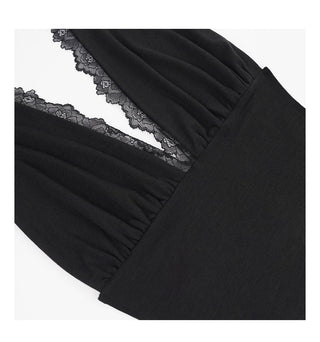 black V-neck set