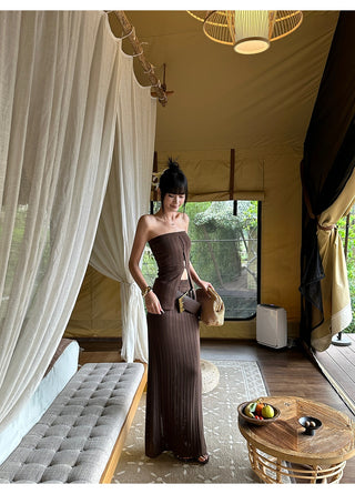 brown knit set